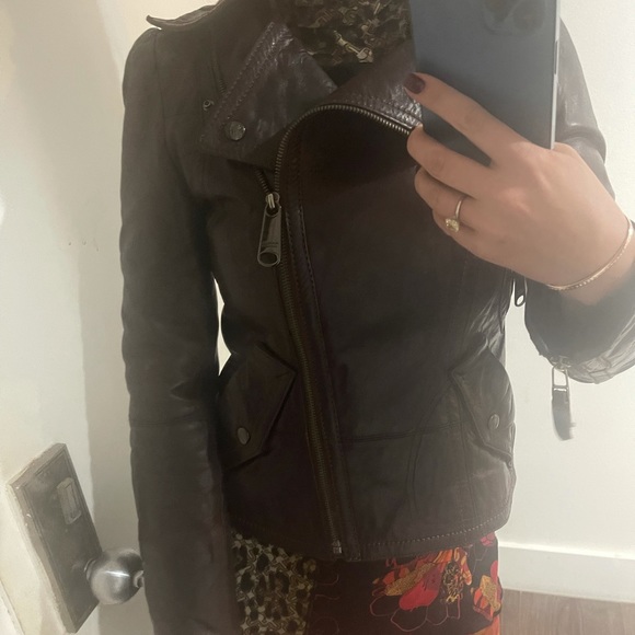 Burberry limited edition leather jacket lambskin size 2-4 biker - Picture 2 of 9